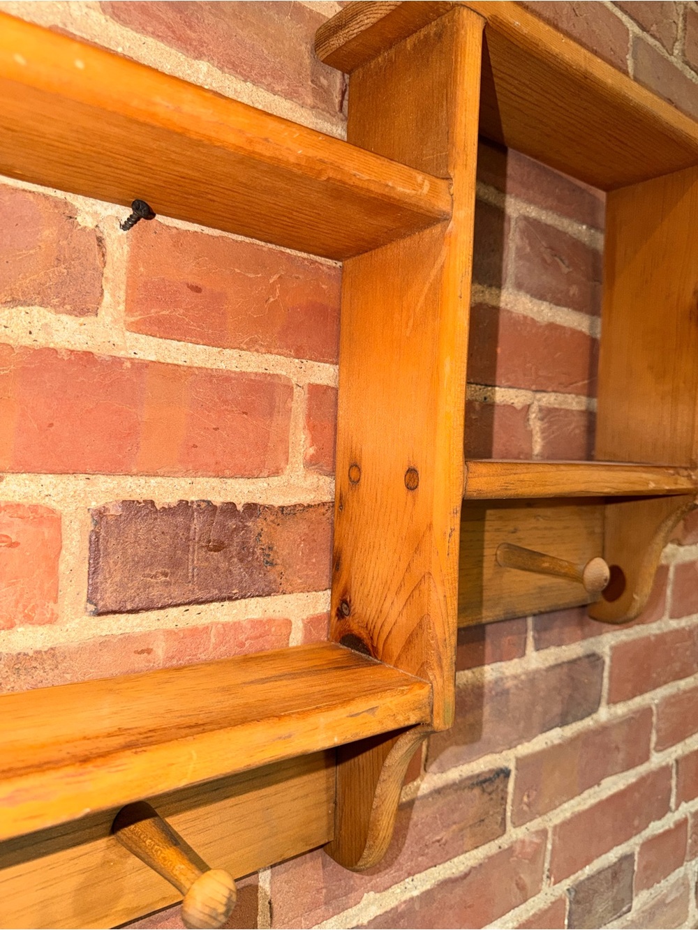 3 Tier Wood Wall Shelves Curio Shadow Box Display Hooks Trinket Knick Knacks - Picture 7 of 13